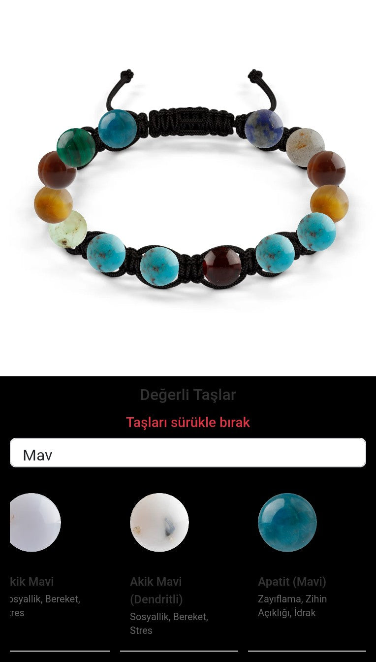 Özel Tasarım Makrome Bileklik - 14 Taş - Özel Tasarım Görseli