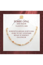 Pembe 6 mm Dizi Doğal Taş Kolye