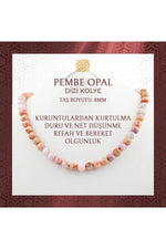 Pembe 8 mm Dizi Doğal Taş Kolye
