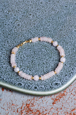 Pembe Kuvars &amp; Ay Taşı &amp; Hematit Gümüş Kapama Bileklik