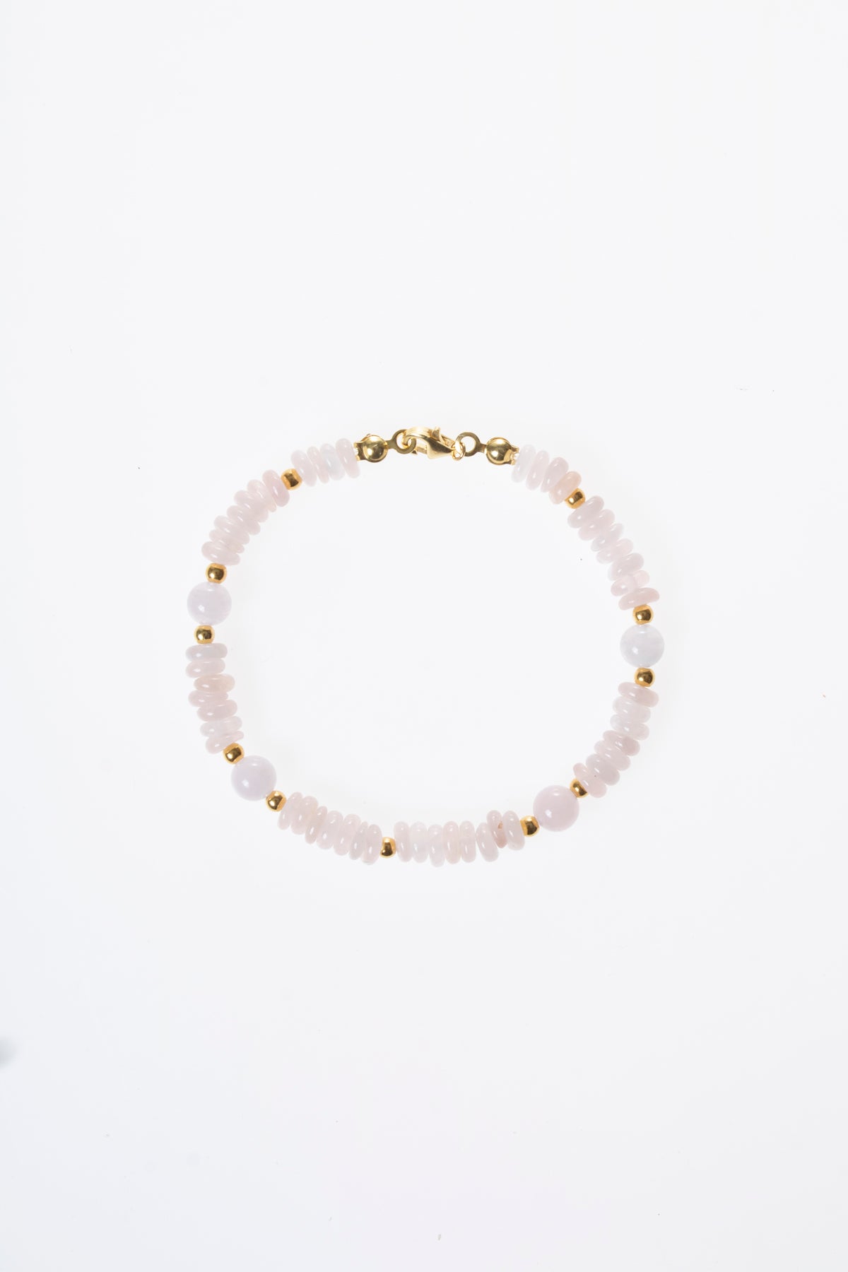 Pembe Kuvars &amp; Ay Taşı &amp; Hematit Gümüş Kapama Bileklik