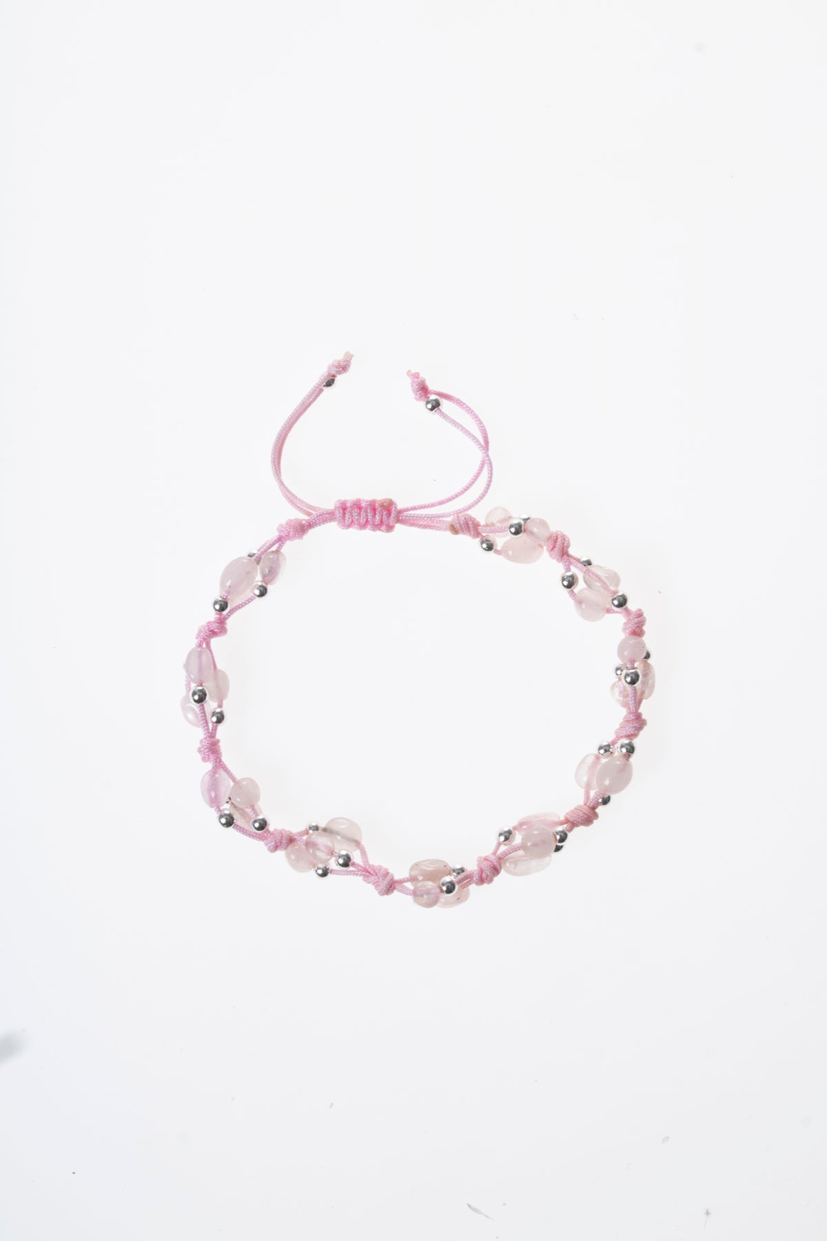 Pembe Kuvars &amp; Hematit Makrome Bileklik