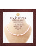 Pembe Kuvars (Gül Kuvars) 6 mm Düğümlü Doğal Taş Kolye