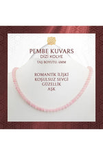 Pembe Kuvars 6 mm Dizi Doğal Taş Kolye