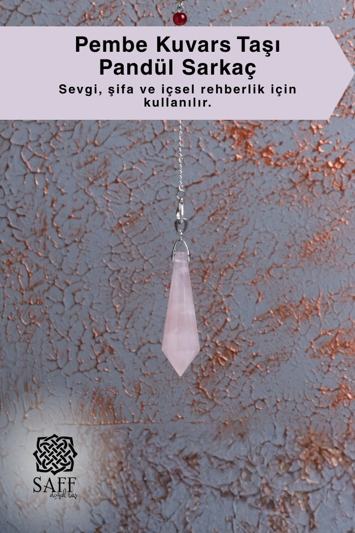 Pembe Kuvars Taşı Pandül Sarkaç