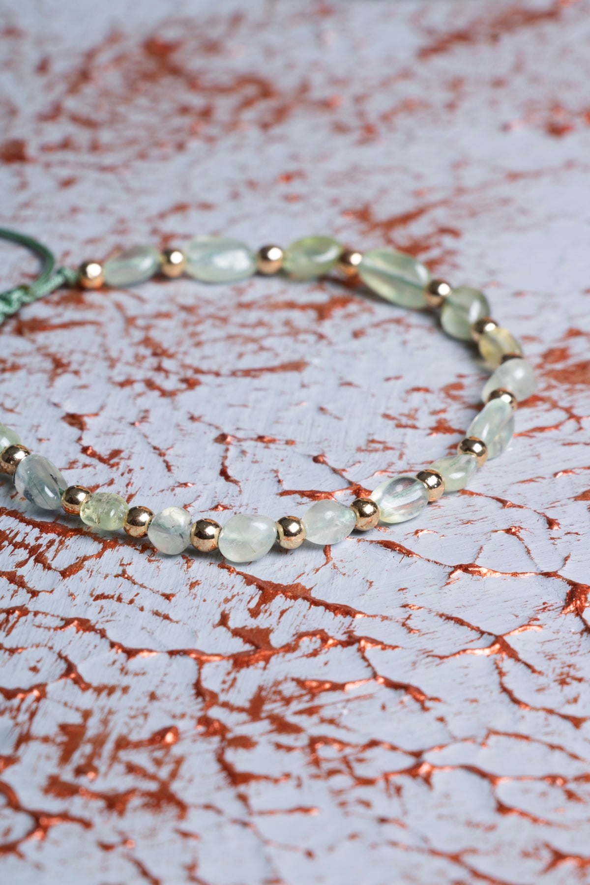 Prehnit &amp; Hematit Makrome Bileklik