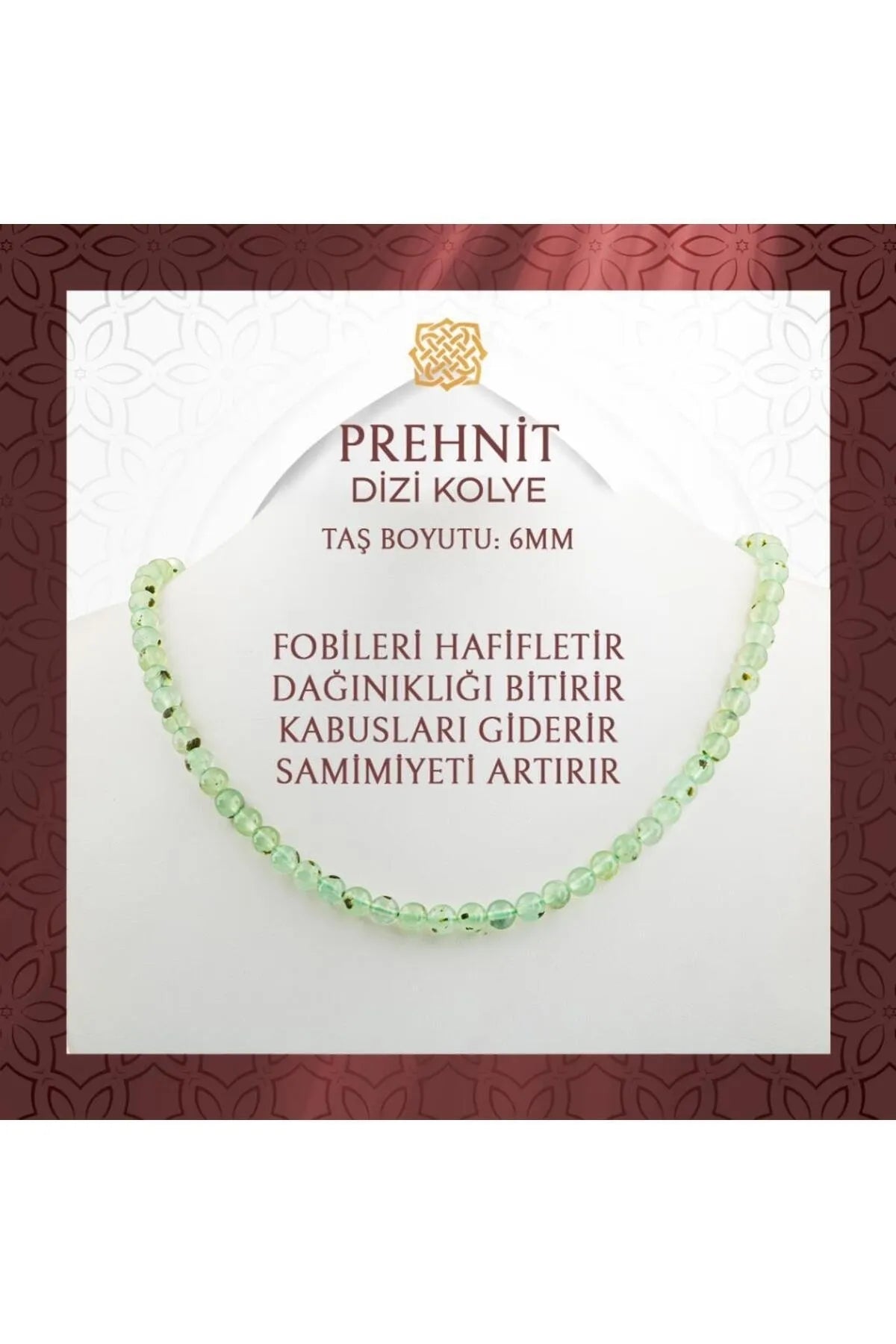 Prehnit 6 mm Dizi Doğal Taş Kolye