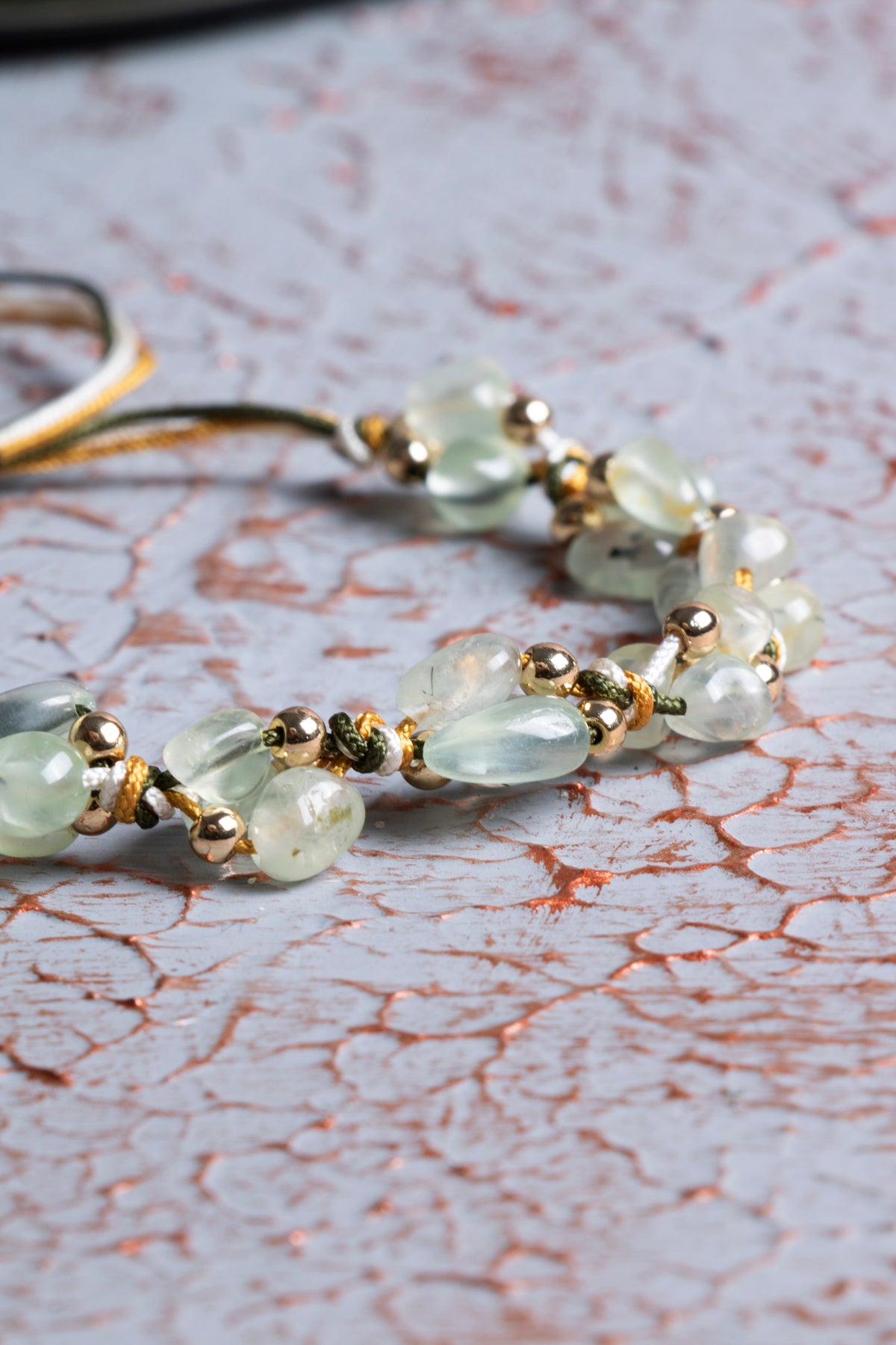 Prehnit A Kalite Natürel Taşlar Makrome Bileklik