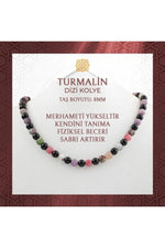 Renkli Turmalin 8 mm Dizi Doğal Taş Kolye