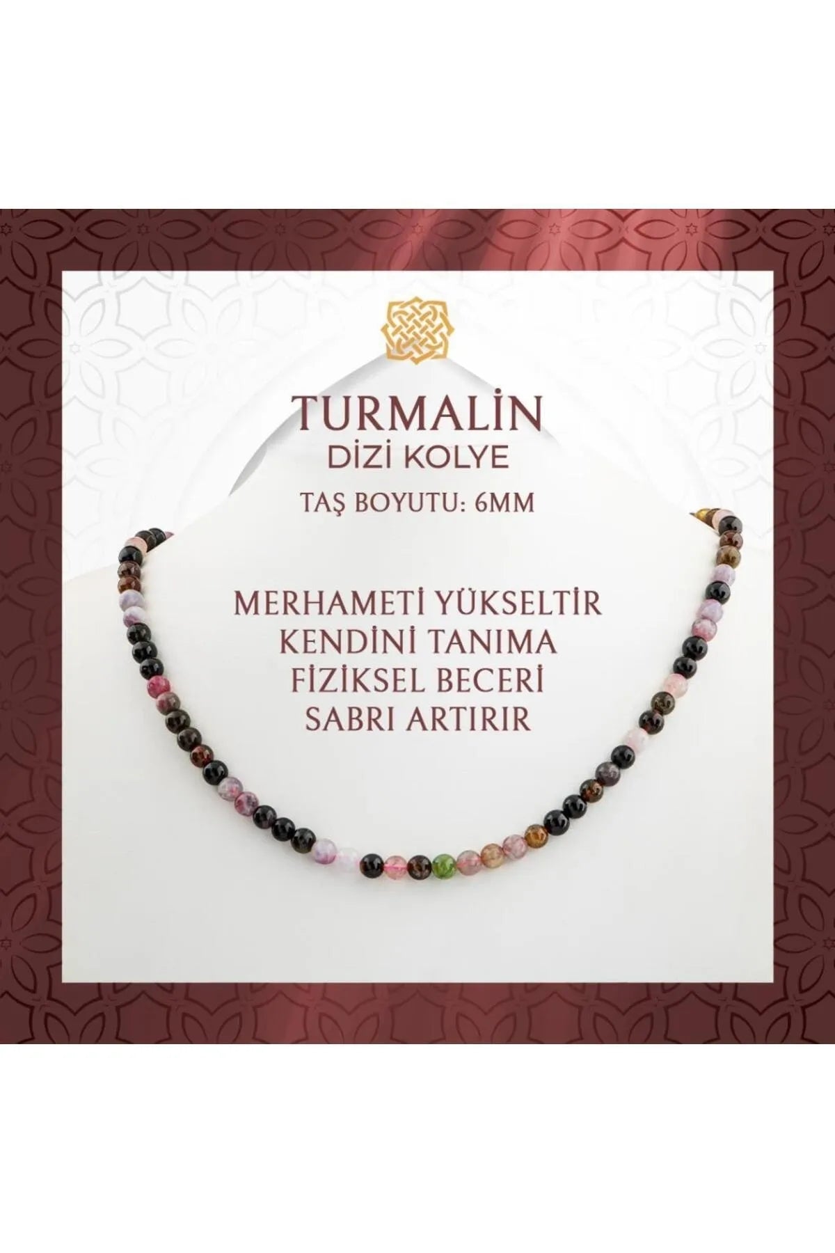 Renkli Turmalin 6 mm Dizi Doğal Taş Kolye