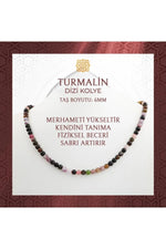 Renkli Turmalin 6 mm Dizi Doğal Taş Kolye