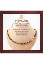 RenSFKLi Turmalin 6 mm Düğümlü Doğal Taş Kolye