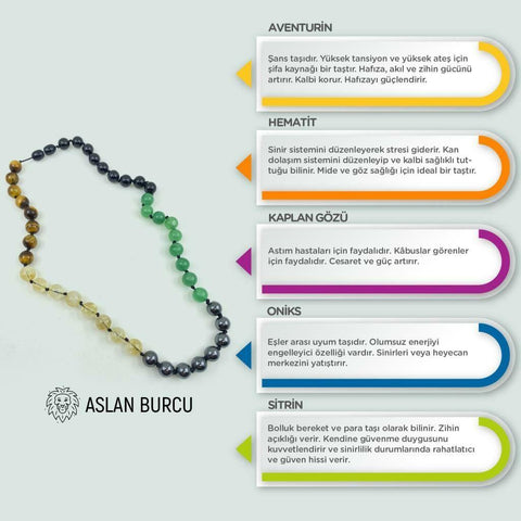 Aslan Burcu Doğal Taş Kolye 212340