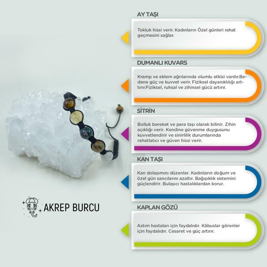 Akrep Burcu Doğal Taş Makrome Bileklik 212181