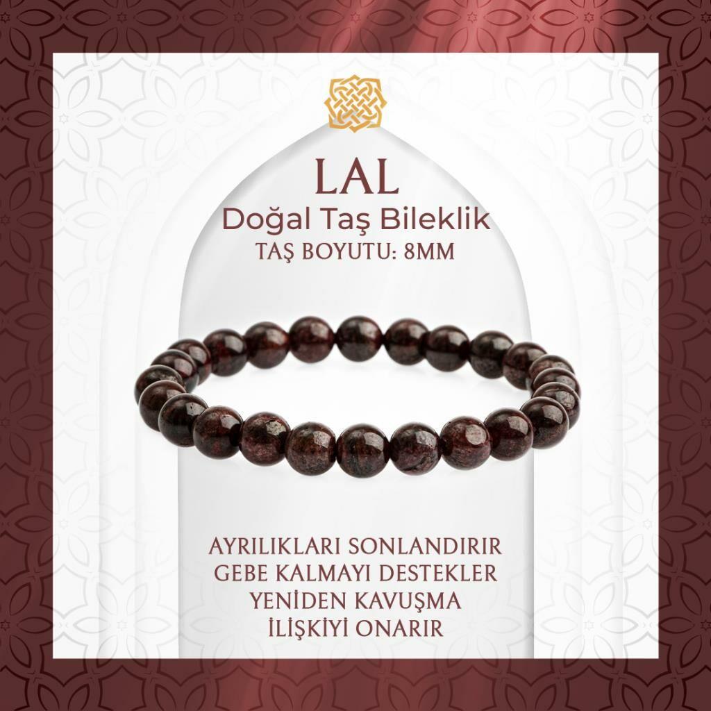 Bordo Granat Lal 8mm Doğal Taş Bileklik