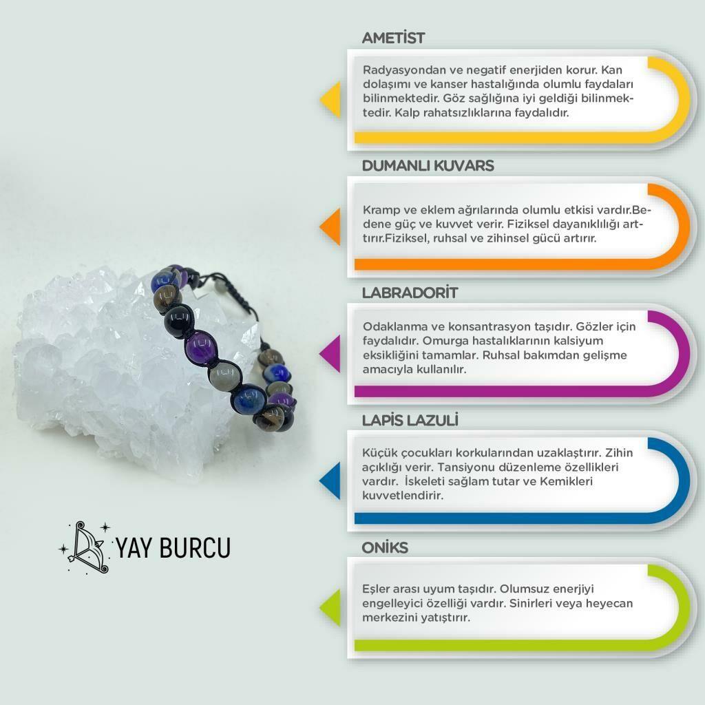 Yay Burcu Doğal Taş Makrome Bileklik 212212