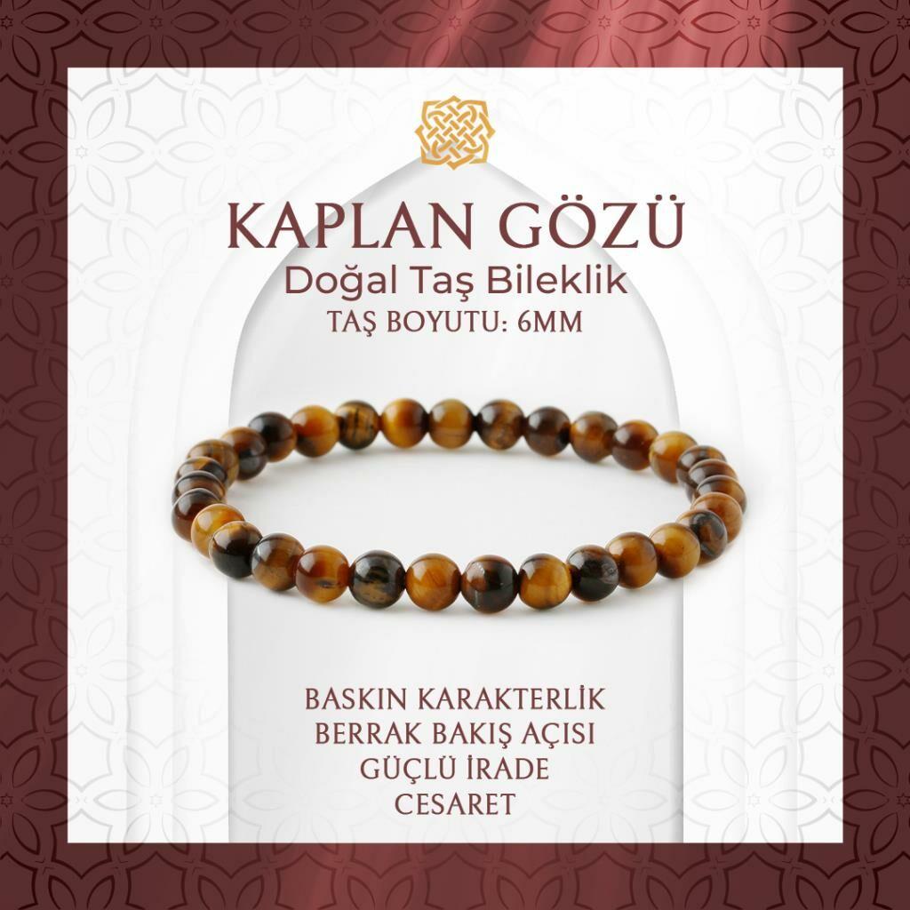 Kaplan Gözü 6mm Doğal Taş Bileklik