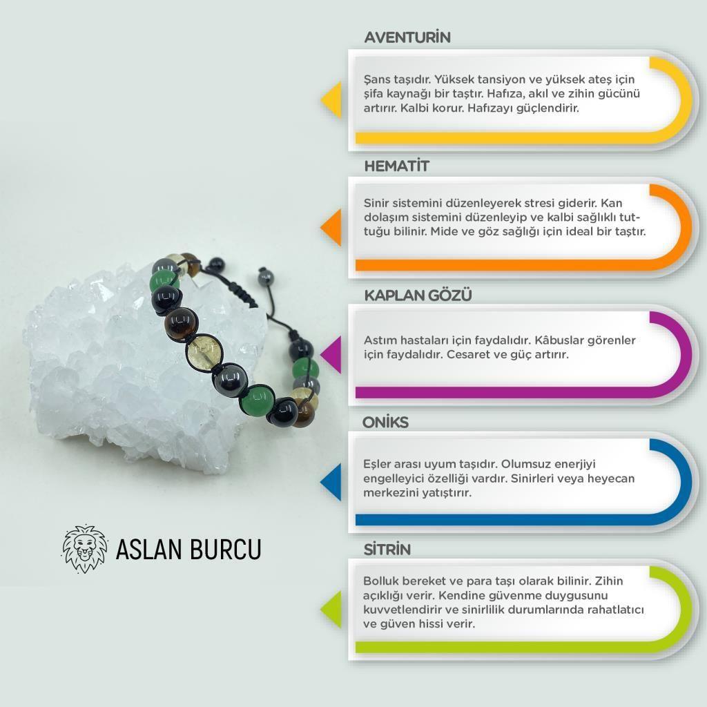 Aslan Burcu Doğal Taş Makrome Bileklik 212185