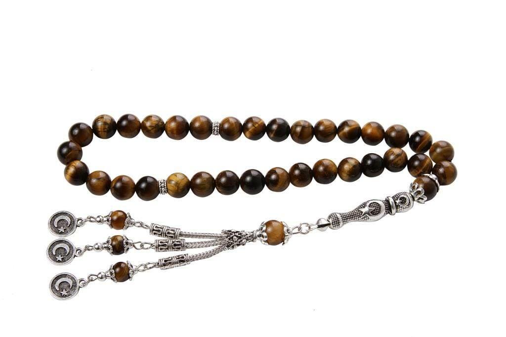 Kaplan Gözü Ayyıldız Püsküllü Doğal Taş Tesbih 210396