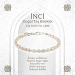 İnci Doğal Taş Gümüş Kapama Bileklik - 6mm