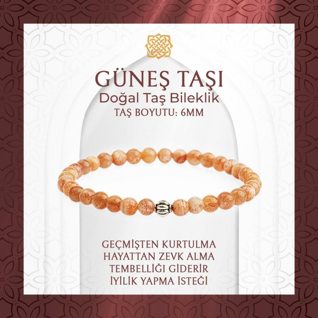 Güneş Taşı 6mm Doğal Taş Bileklik
