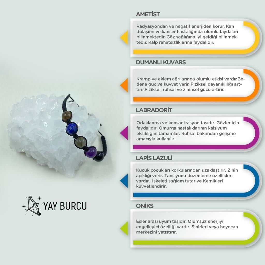 Yay Burcu Doğal Taş Makrome Bileklik 212211