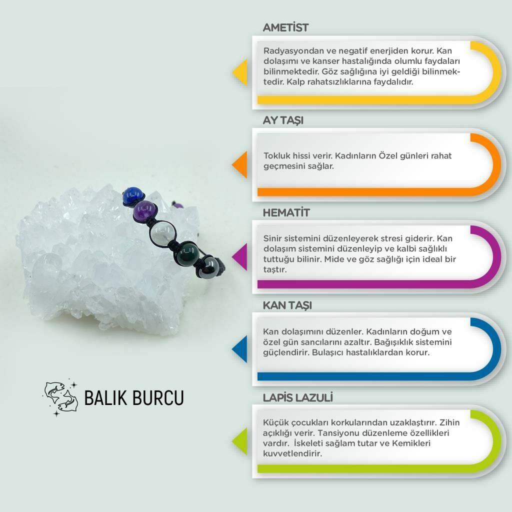 Balık Burcu Doğal Taş Makrome Bileklik 212187