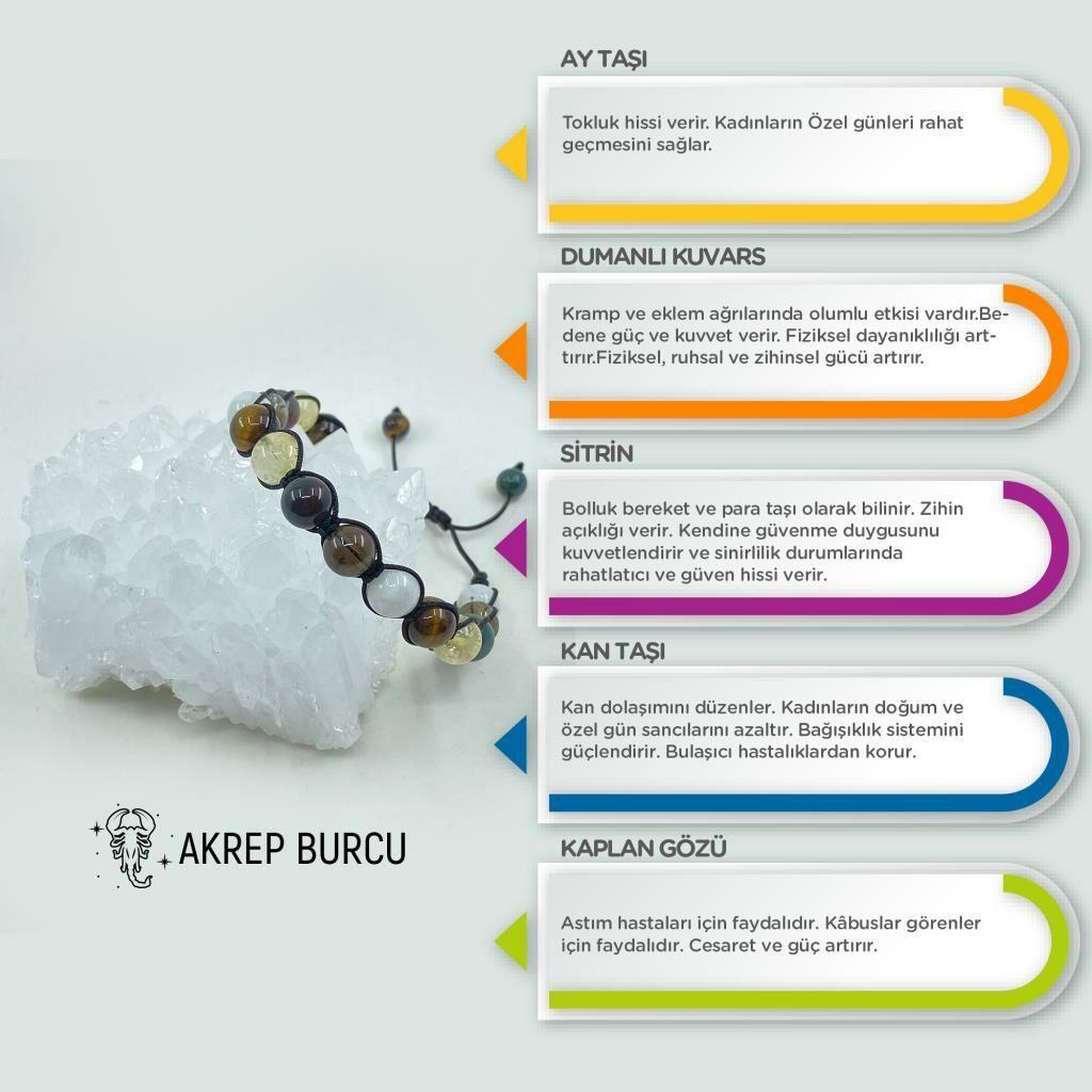 Akrep Burcu Doğal Taş Makrome Bileklik 212182