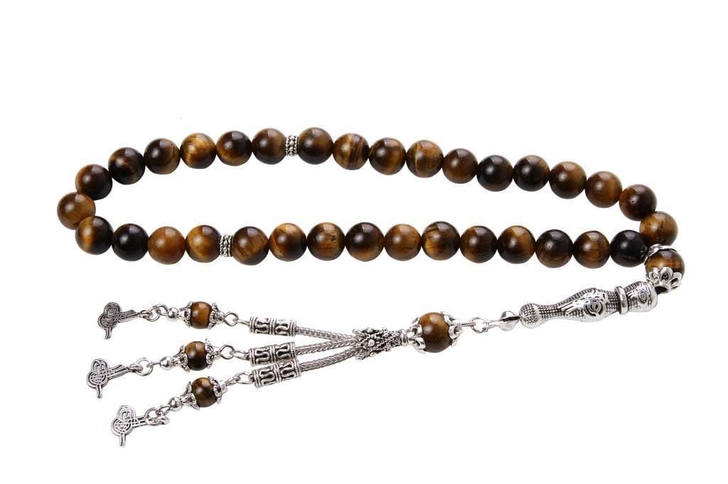 Kaplan Gözü Tuğra Püsküllü Doğal Taş Tesbih 210390