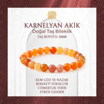 Karnelyan Akik 8mm Doğal Taş Bileklik