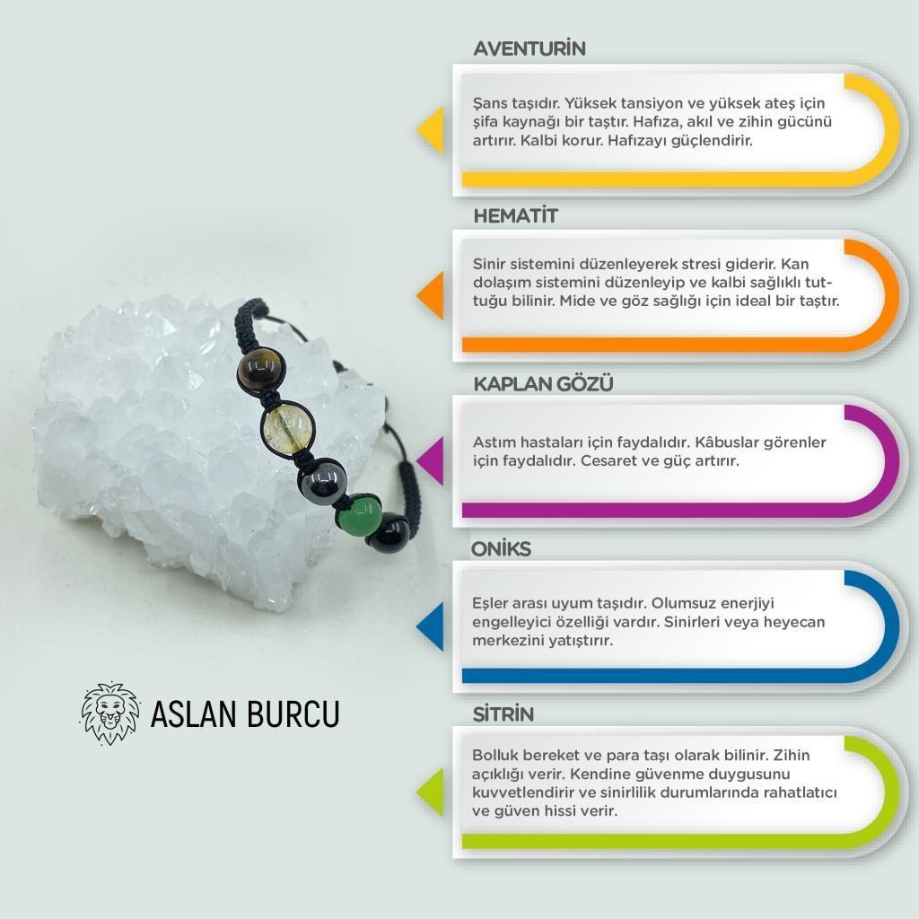 Aslan Burcu Doğal Taş Makrome Bileklik 212184