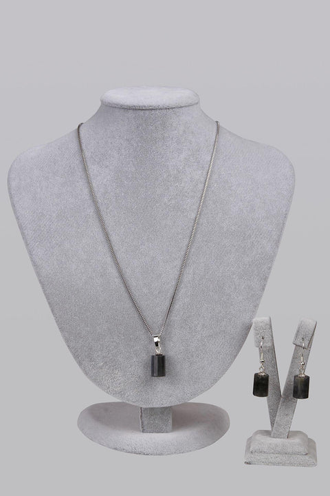Labradorit Doğal Taş Kolye ve Küpe Set 210006