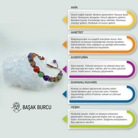Başak Burcu Doğal Taş Makrome Bileklik 212191