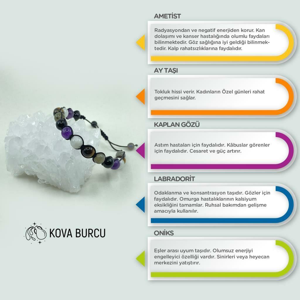 Kova Burcu Doğal Taş Makrome Bileklik 212203