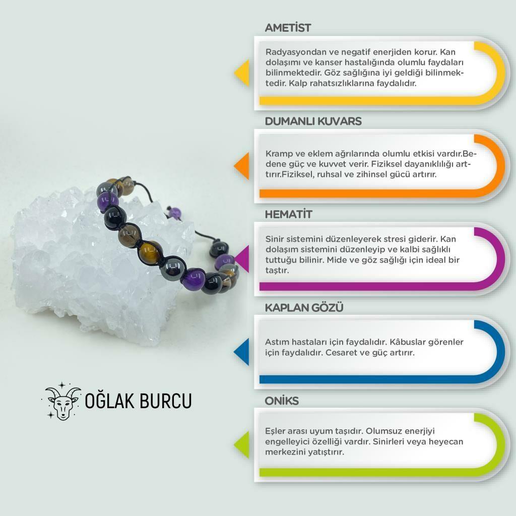 Oğlak Burcu Doğal Taş Makrome Bileklik 212206