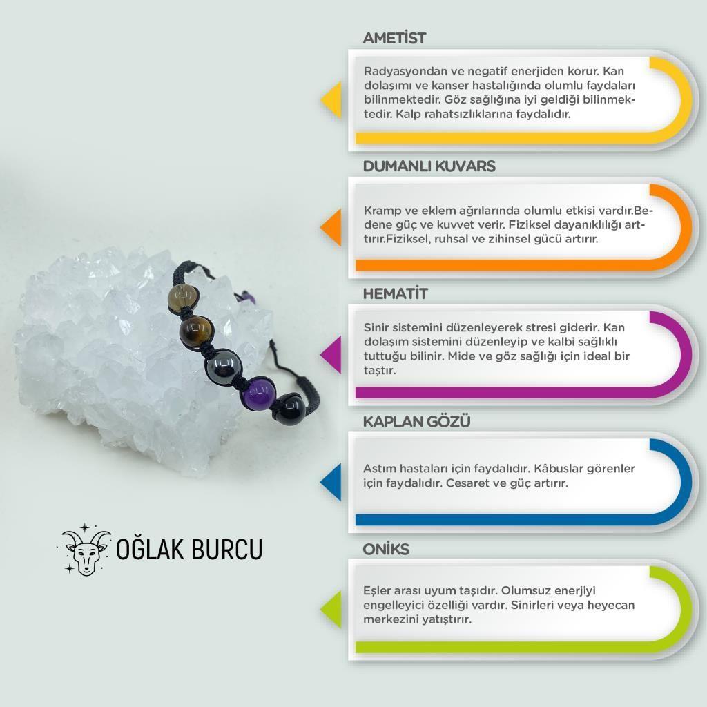 Oğlak Burcu Doğal Taş Makrome Bileklik 212205