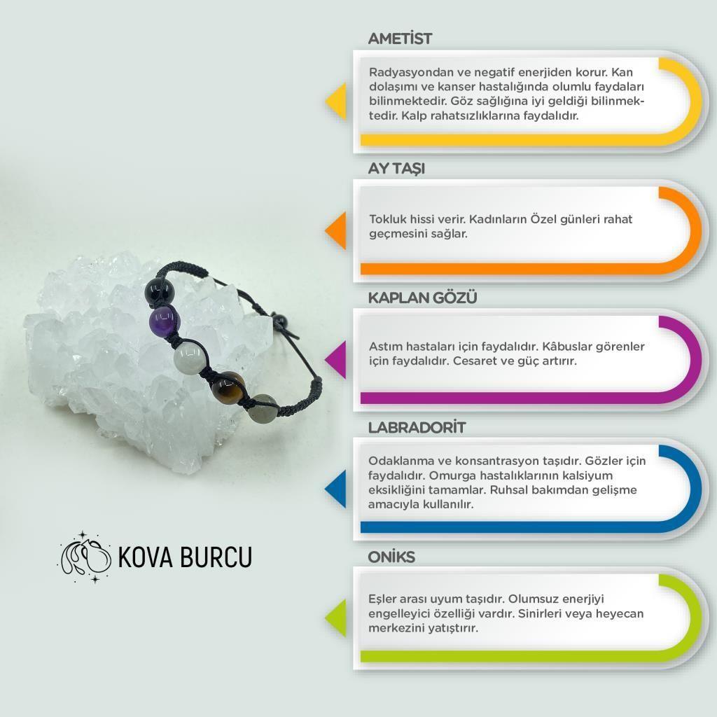 Kova Burcu Doğal Taş Makrome Bileklik 212202