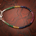 Yakut, Safir, Zümrüt Doğal Taş Rondel Kesim Gümüş Kapama Bileklik - 2-3mm