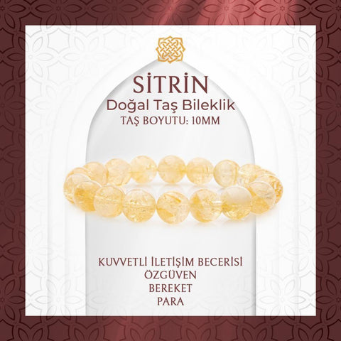 Sitrin 10mm Doğal Taş Bileklik