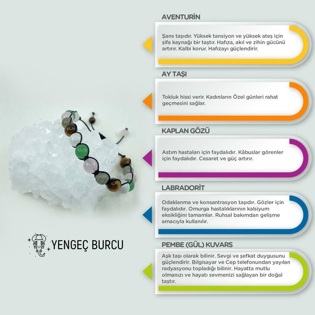 Yengeç Burcu Doğal Taş Makrome Bileklik 212215