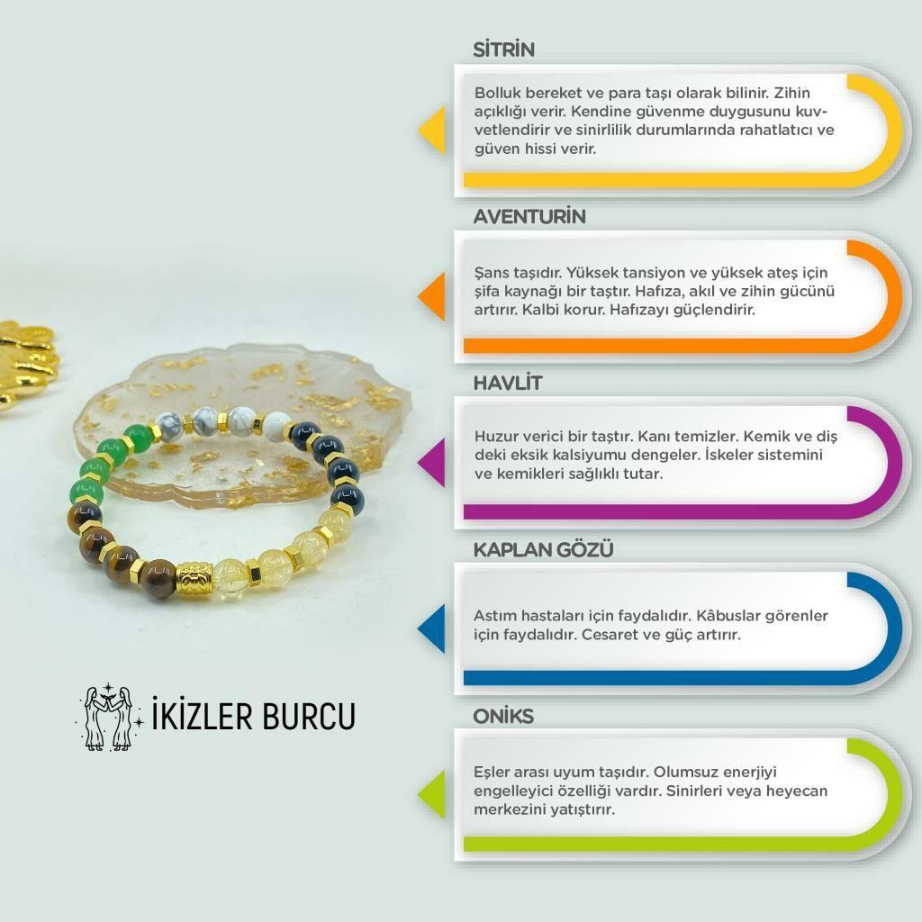 İkizler Burcu Doğal Taş Bileklik 212240