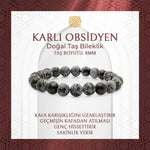 Karlı Obsidyen 8mm Doğal Taş Bileklik