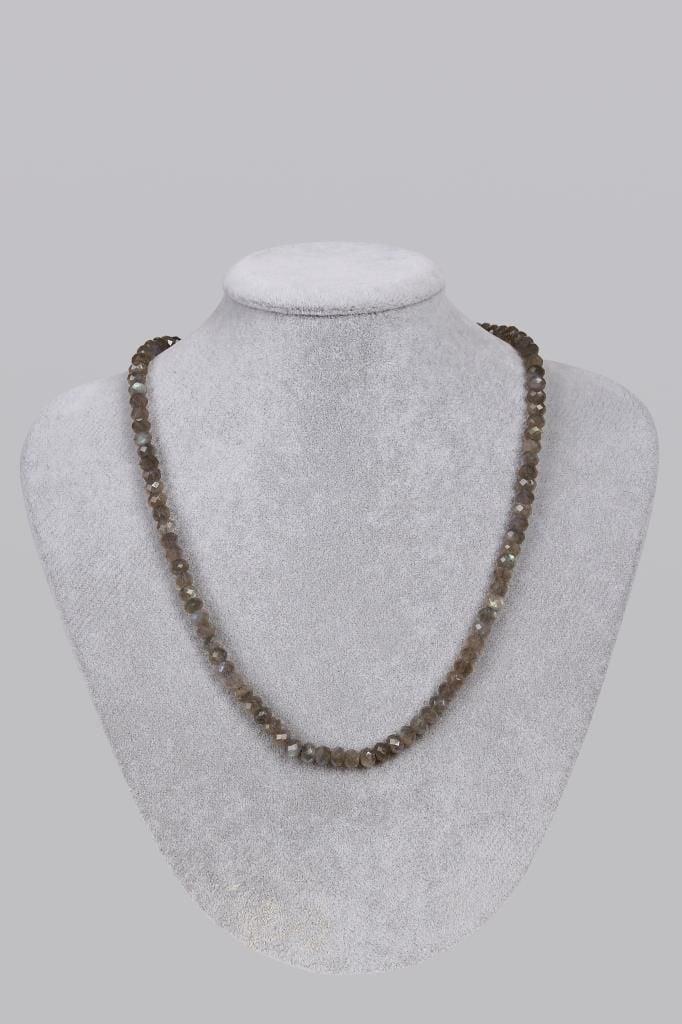 Labradorit Rondel Kesim Tasarım Doğal Taş Kolye 201596