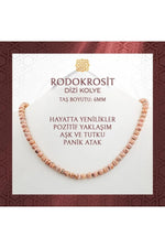 Rodokrosit 6 mm Dizi Doğal Taş Kolye