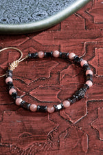 Rodokrozit &amp; Hematit &amp; Zirkon Aparat Doğal Taş Makrome Bileklik