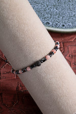 Rodokrozit &amp; Hematit &amp; Zirkon Aparat Doğal Taş Makrome Bileklik