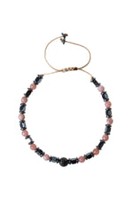 Rodokrozit &amp; Hematit &amp; Zirkon Aparat Doğal Taş Makrome Bileklik