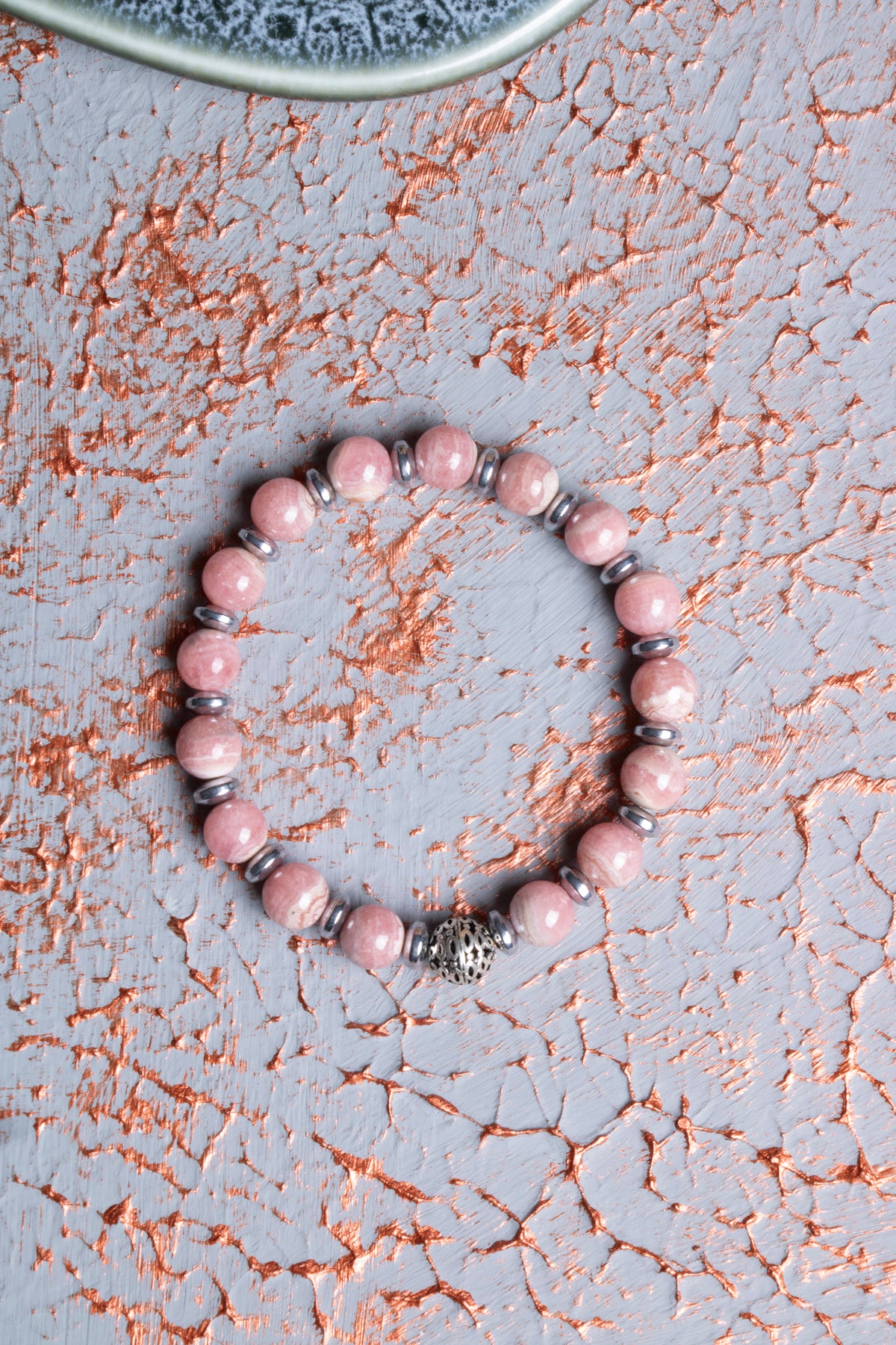 Rodokrozit &amp; Hematit Gümüş Aparatlı Bileklik