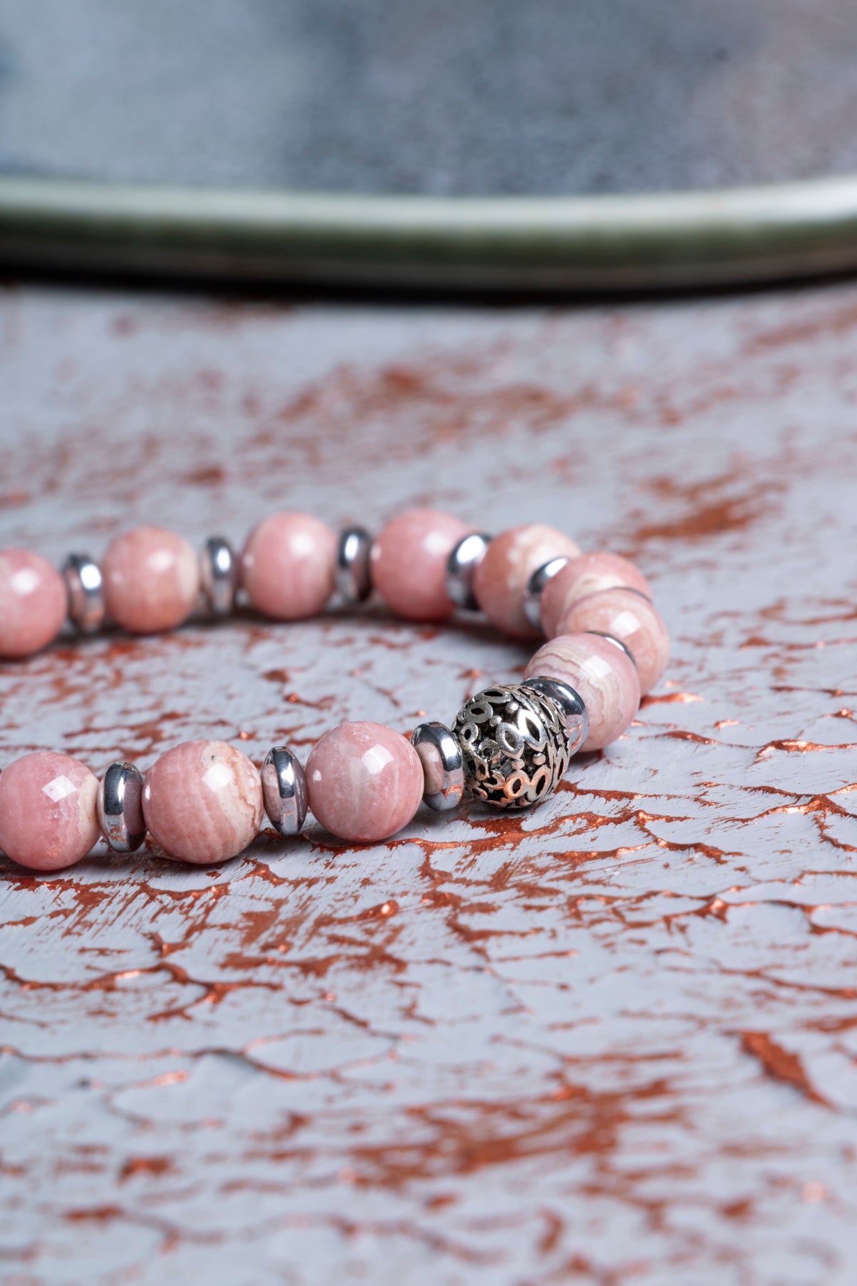 Rodokrozit &amp; Hematit Gümüş Aparatlı Bileklik