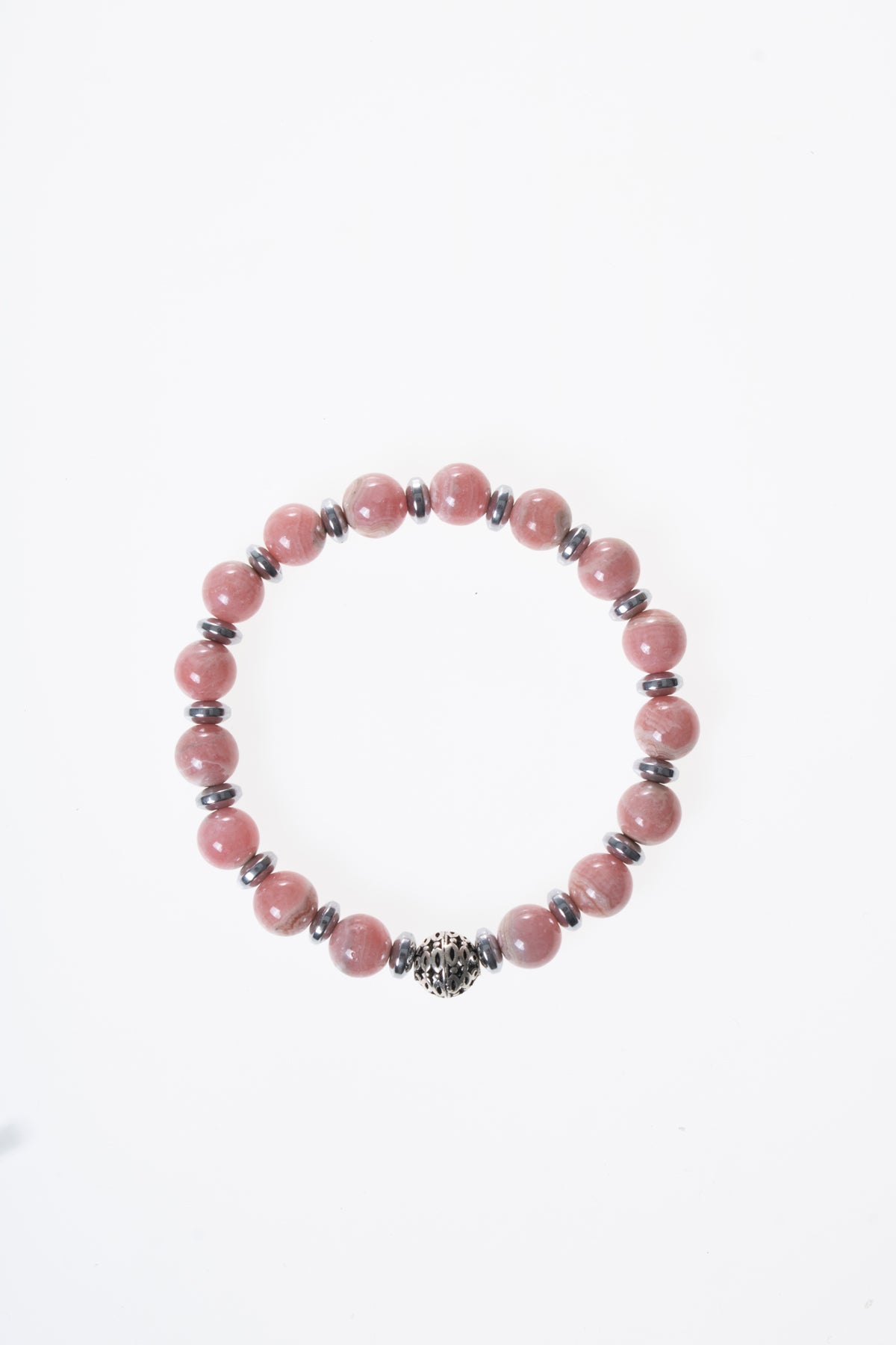 Rodokrozit &amp; Hematit Gümüş Aparatlı Bileklik